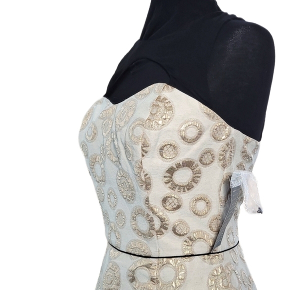 Anthropologie Corey lynn Carter gold metallic circle dress with cutout neckline - Picture 5 of 9